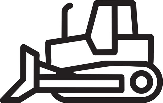 Bulldozer construction machinery icon line art