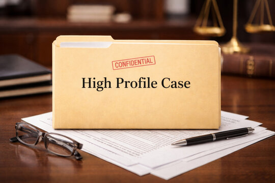 Confidential folder labeled high profile case on investigation files records