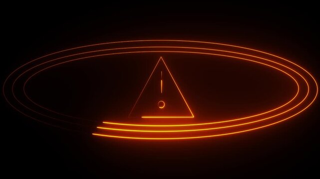 Abstract light compass on black background, Alert warning sign, Neon And glowing compass