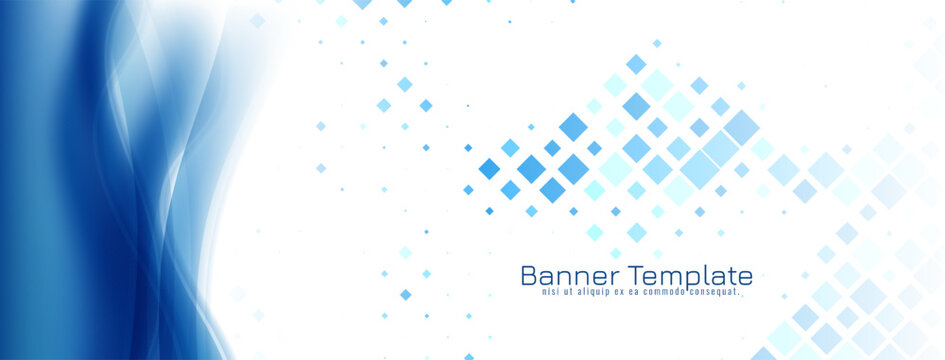 Decorative mosaic pattern pixel elegant banner with wave design