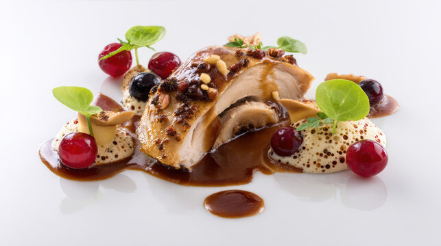 roasted pheasant with bread sauce foam
