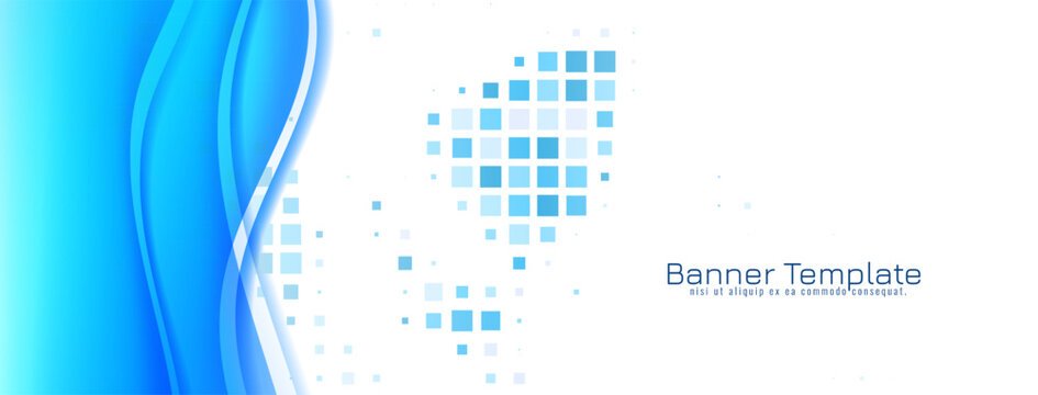 Abstract mosaic pattern pixel banner with wave design