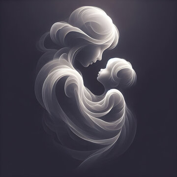 Maternity. Smoke effect mother and child.	