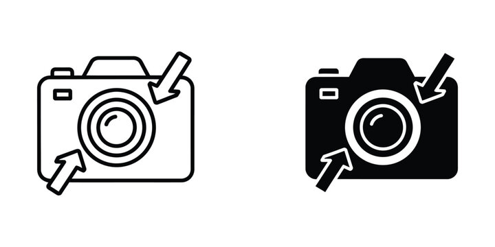 Camera icon with shutter button and flash indications