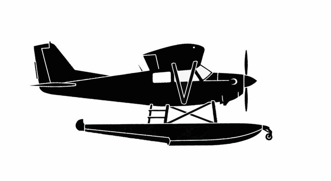 Seaplane on Water Surface Calm.