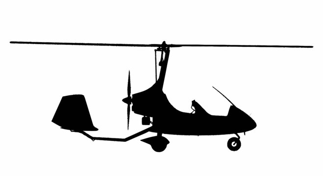 Silhouette of a Gyrocopter Aircraft.