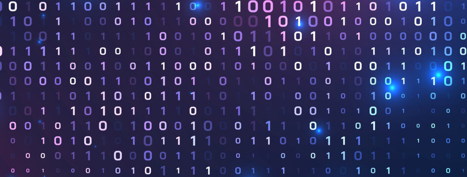 Modern Binary code concept digital banner for programming and coding