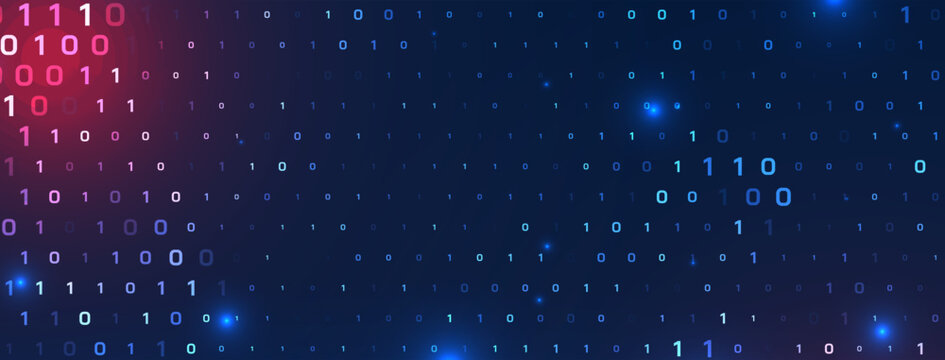 Decorative Binary code concept digital banner for programming and coding