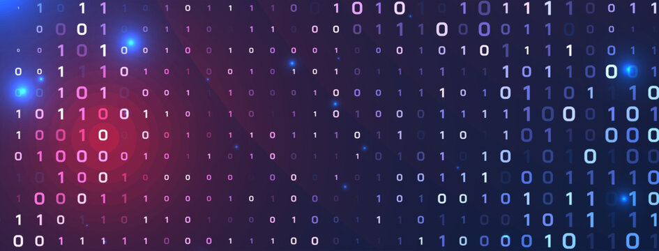 Modern Binary code concept digital banner for programming and coding