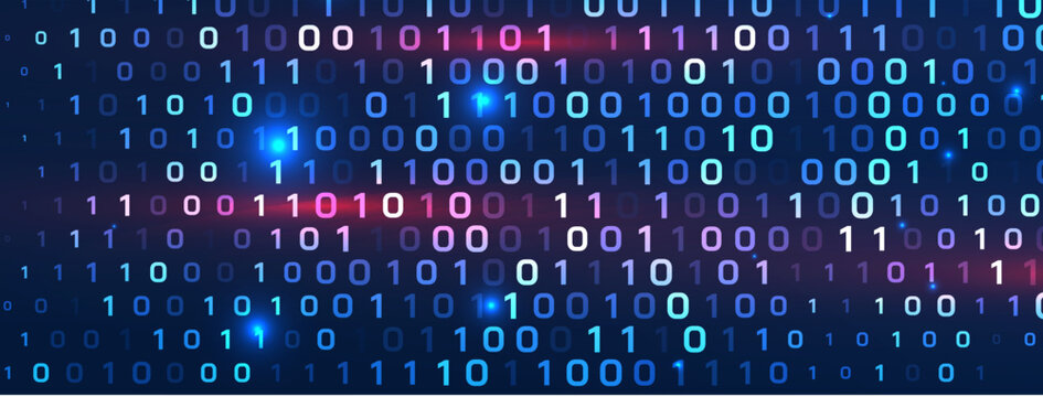 Decorative Binary code concept digital banner for programming and coding