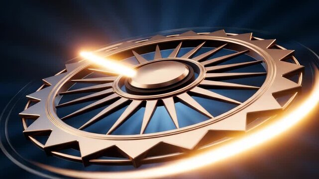 Artistic View of Ashoka Chakra Wheel with Golden Sun Flare