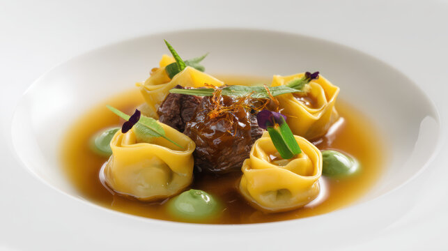 braised oxtail tortellini with beef chianti sauce