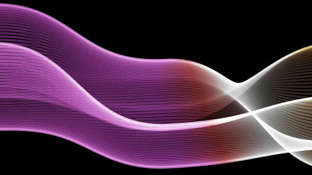 Abstract gradient soft wave. Colorful gradient particle flowing motion on dark background, glowing digital blue white gradient color on a black background