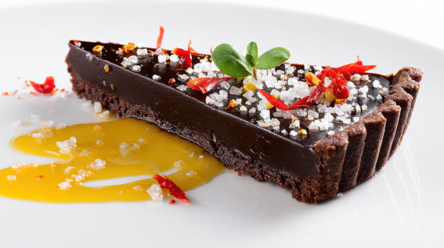 dark chocolate tart with sea salt flakes