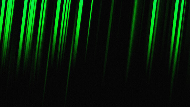 Vertical Green Neon Light Lines on Dark Grainy Background with Retro Glitch Aesthetic