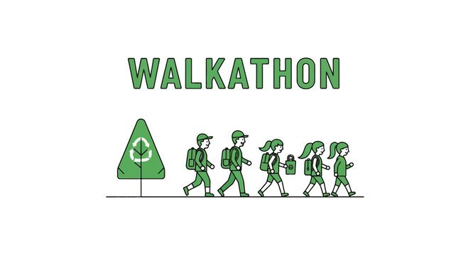 Green walkathon vector illustration for environmental awareness