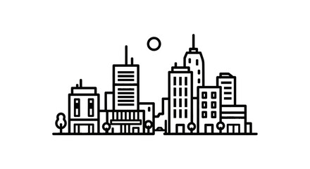 Obraz premium Minimalist City Skyline Line Art Vector Illustration