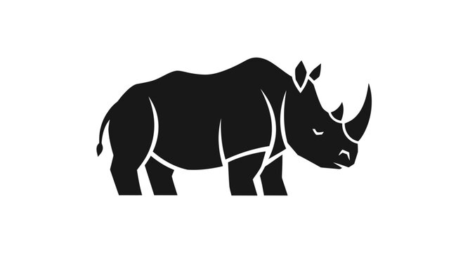 Minimalist rhinoceros silhouette vector illustration