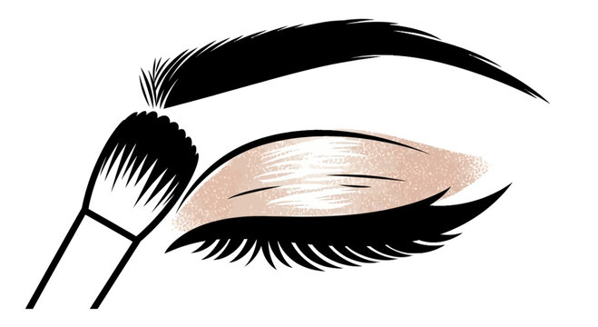 Vector Illustration of Eye Makeup Application with Brush