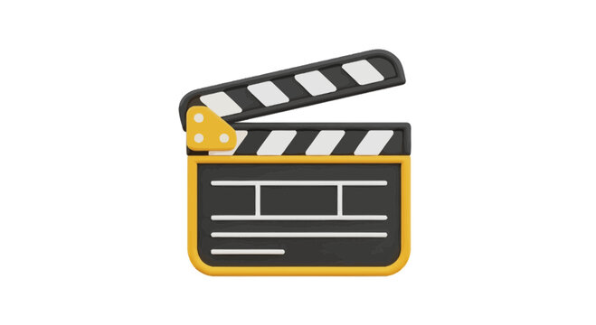 3D movie clapperboard illustration for film production