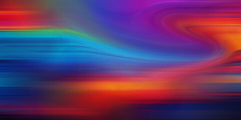 Obraz premium Abstract background with horizontal motion blur, vibrant streaks of blue, red, purple, and orange, energetic and fluid movement.