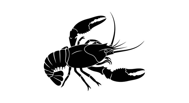 Black lobster silhouette vector illustration isolated on white