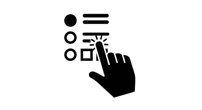 Hand clicking on digital survey list or menu icon vector