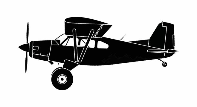 Small Airplane Side View Silhouette.