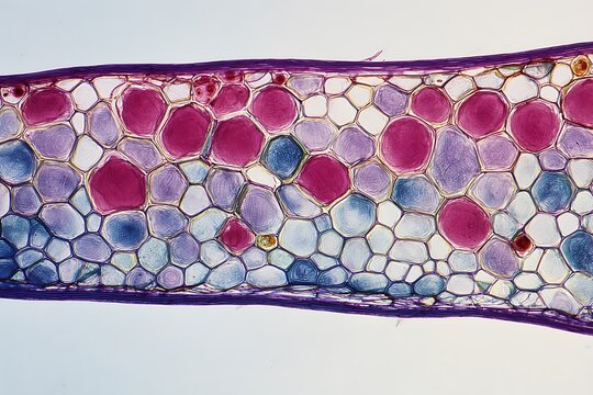 micrograph plant cells of woody dicot stem