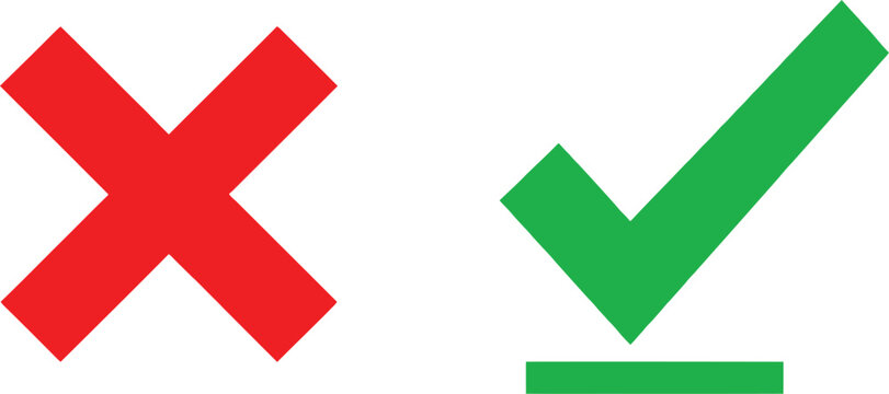 Red cross and green check mark icons for choice symbols Vector