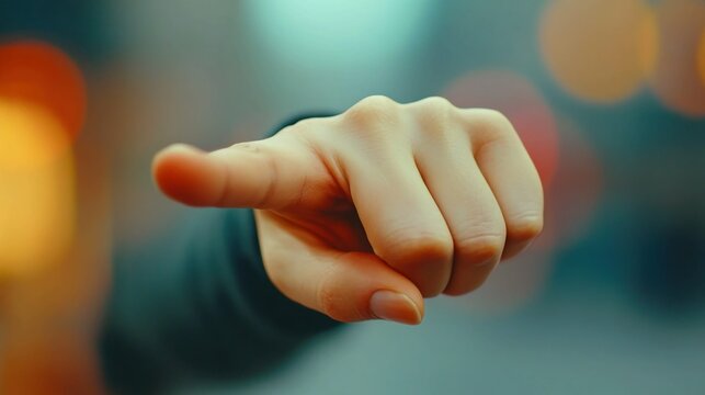 Female hand touching or pointing at something.