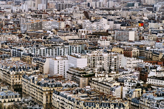 Paris. Immeubles. Vue du haut de la Tour Eiffel.