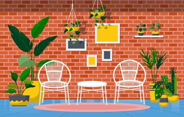Tropical Houseplant Green Decorative Plant in Living Room Illustration © Abubakkar