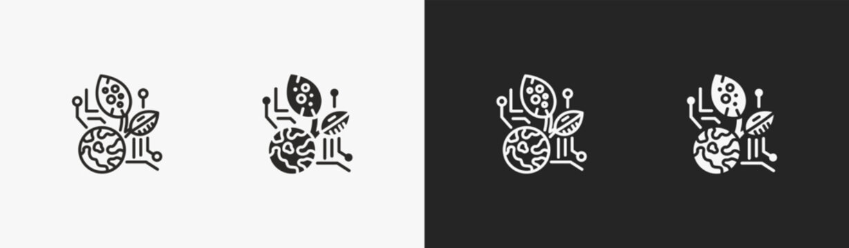 Set of ecologist icon in black and white collection
