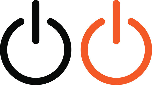 Black and orange power button symbols set Vector