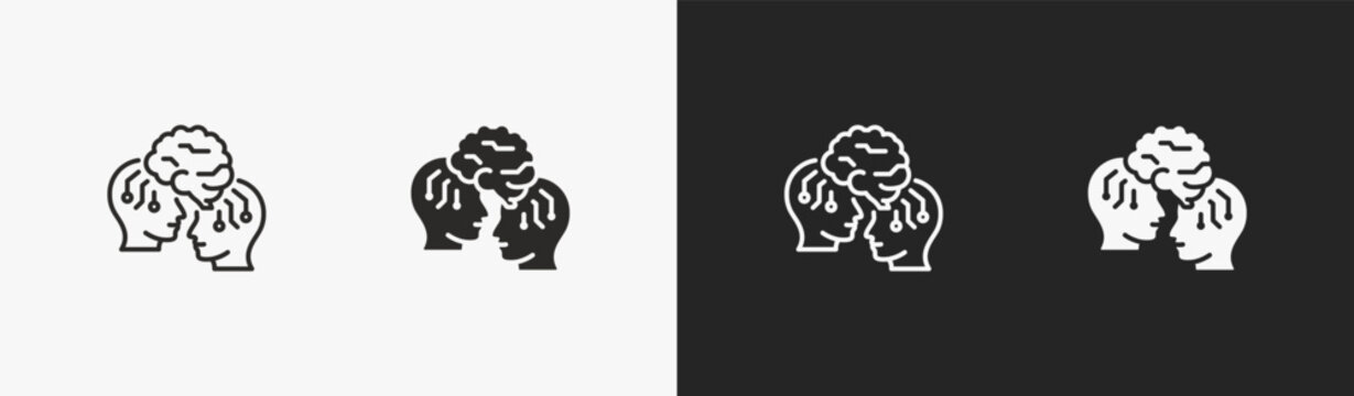 Set of telepath icon in black and white collection
