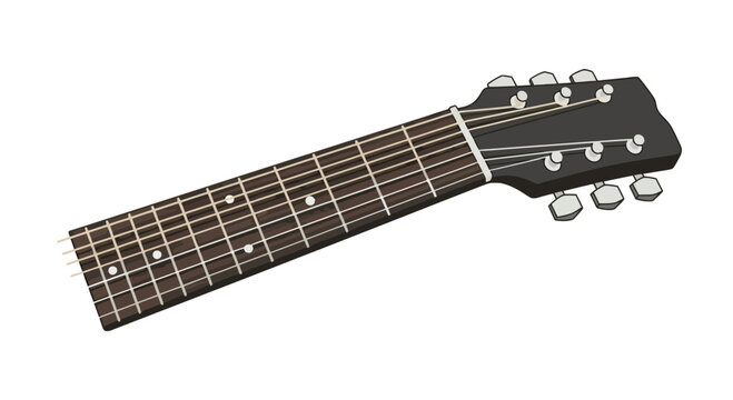 Vector Illustration of Acoustic Guitar Fretboard and Headstock