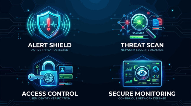 A comprehensive network security analysis with robust digital protection, real-time threat detection, continuous monitoring, and secure access control for user identity verification.