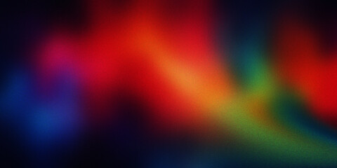 Abstract dark background with intense red blue and green light leaks creating neon glow effect and grainy textured surfaces. © PureVector Lab
