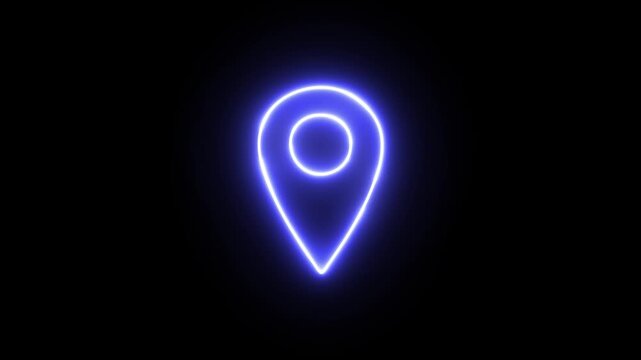 digital navigation location pin futuristic neon blue tracking icon