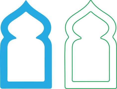 Blue and green mosque archway shapes