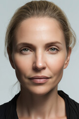 Obraz premium Sophisticated Mature Woman In A Black Outfit Posing For A Studio Portrait