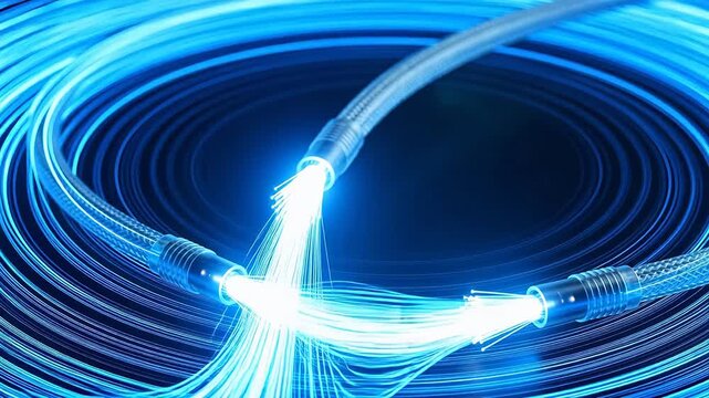 Fiber optic cables with glowing ends
