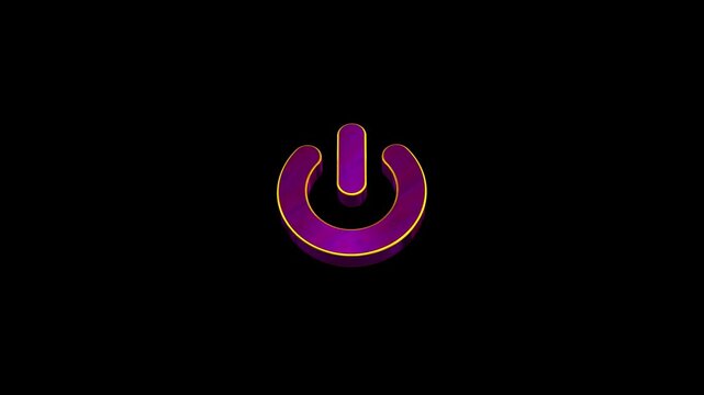 3D power button icon video animation. Lighting 3D power button turning on and off video animation. 3D Power Switch symbol animation. Power switch and button icon motion on black background