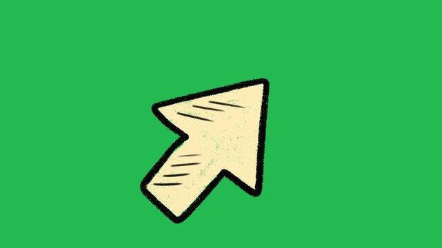 Hand-Drawn Arrow Pointer Graphic | 2D Animated Directional Cursor on green screen | Playful Doodle Navigation Asset hand drawn animation