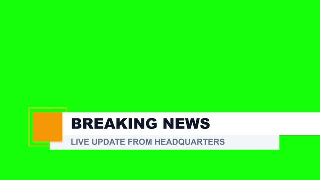 Lower Third Title Banner with Yellow Square Icon and White Text Box on Green Screen Background