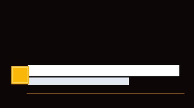 Blank Lower Third Title Banner with Yellow Icon and White Text Boxes on Black Background Broadcast Overlay Template for News Interview Presentation