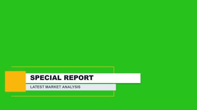 Lower Third Title Banner with Yellow Square Icon and White Text Box on Green Screen Background