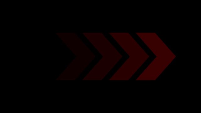 Right Moving Arrow Loop Animation on Black Background. Animated arrows for the overlay video layer.