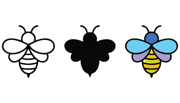 Bee icon. Bumblebee pictogram. Honey bee vector illustration. Honeycomb hive symbol. Insect sign.